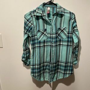 Button flannel plaid